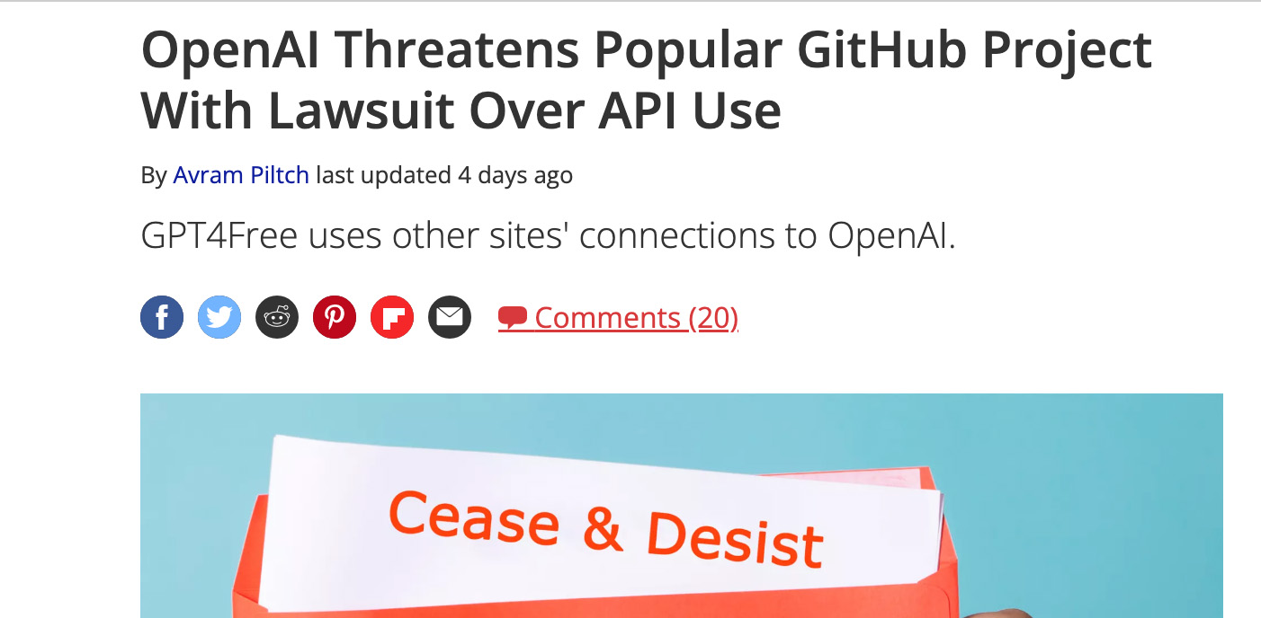OpenAI minaccia di querelare il progetto GPT4Free di GitHub per l’uso ...